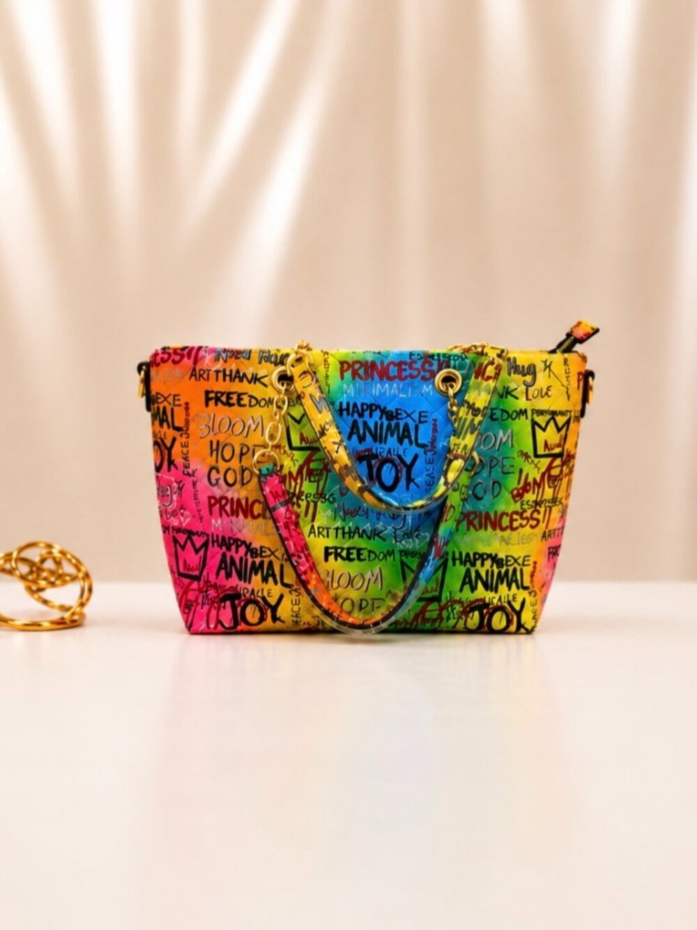 Colorful Graffiti Tote Bag- Faux Vegan Leather - NEW!